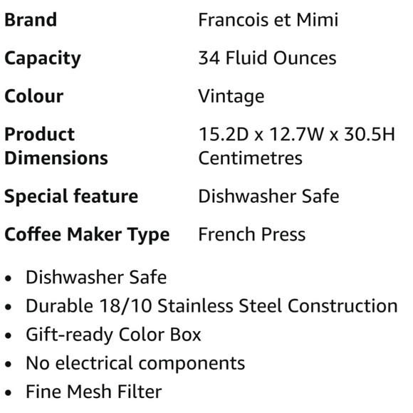 Francois et Mimi French Press - Picture 3 of 3